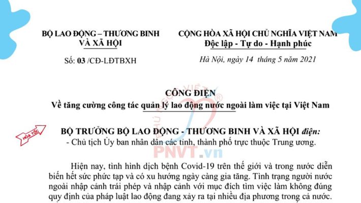 công điện 03/CĐ-LĐTBXH